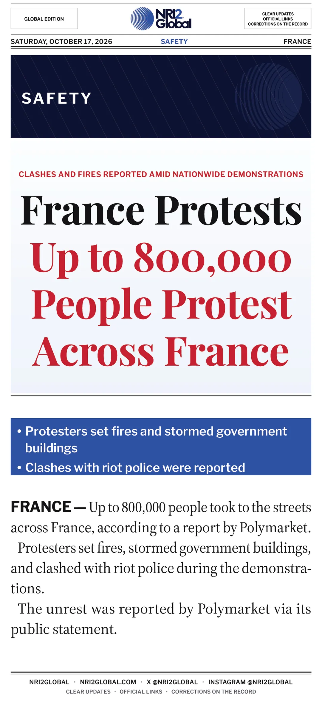 France Protests Up to 800,000 People Protest Across France