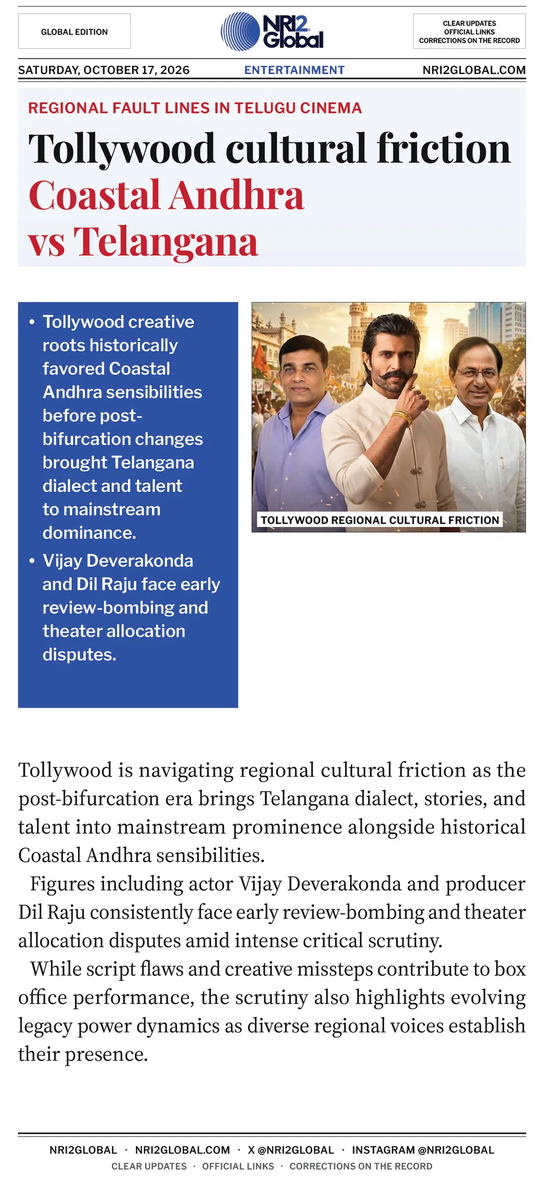 Tollywood wrestles with Coastal Andhra and Telangana cultural friction