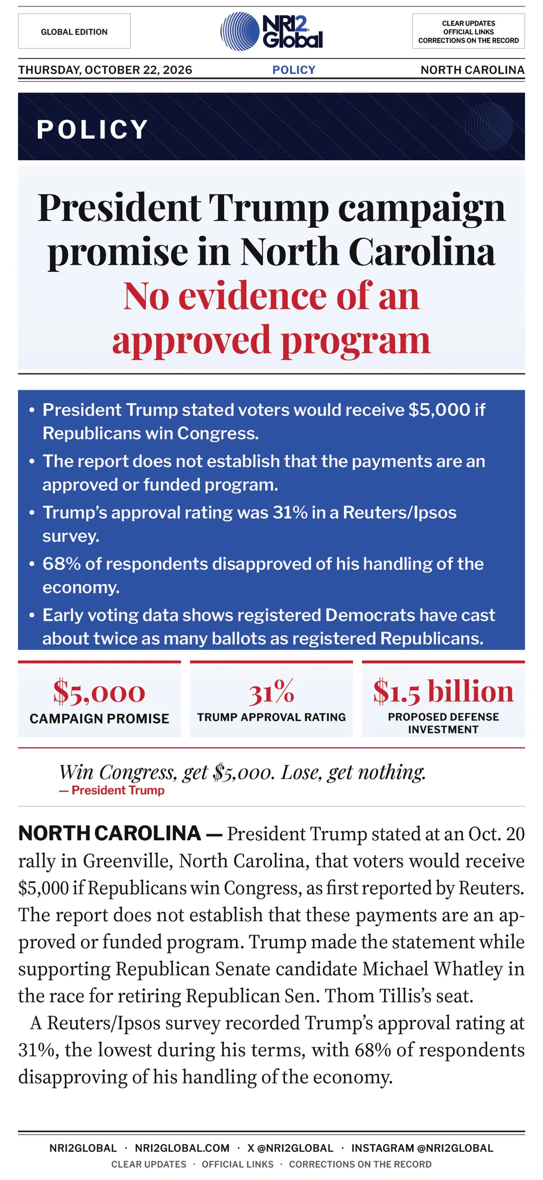 President Trump campaign promise in North Carolina