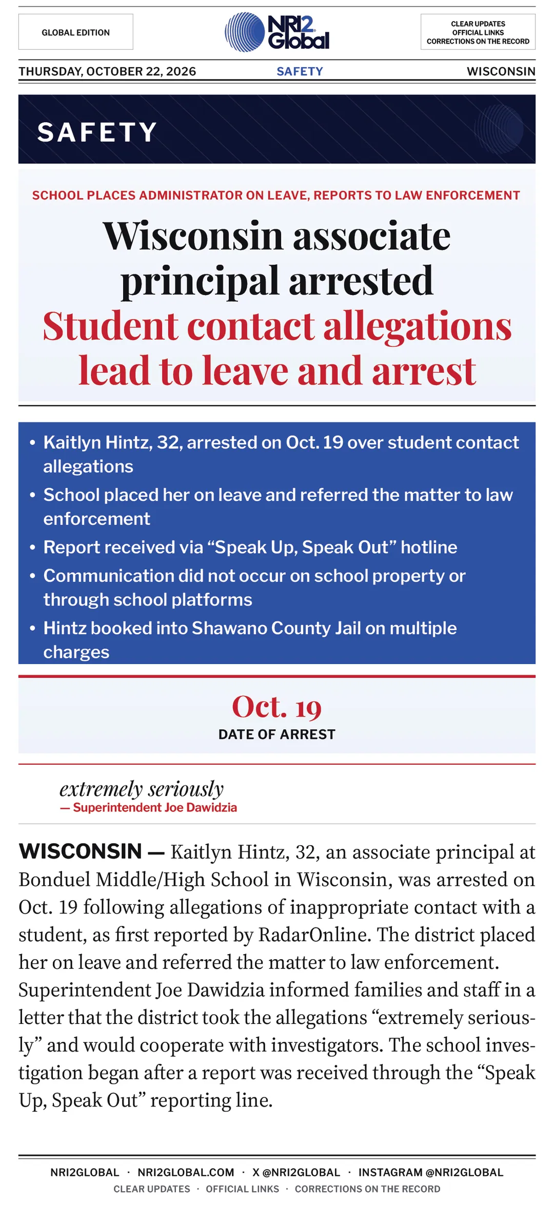 Wisconsin associate principal arrested over student contact allegations