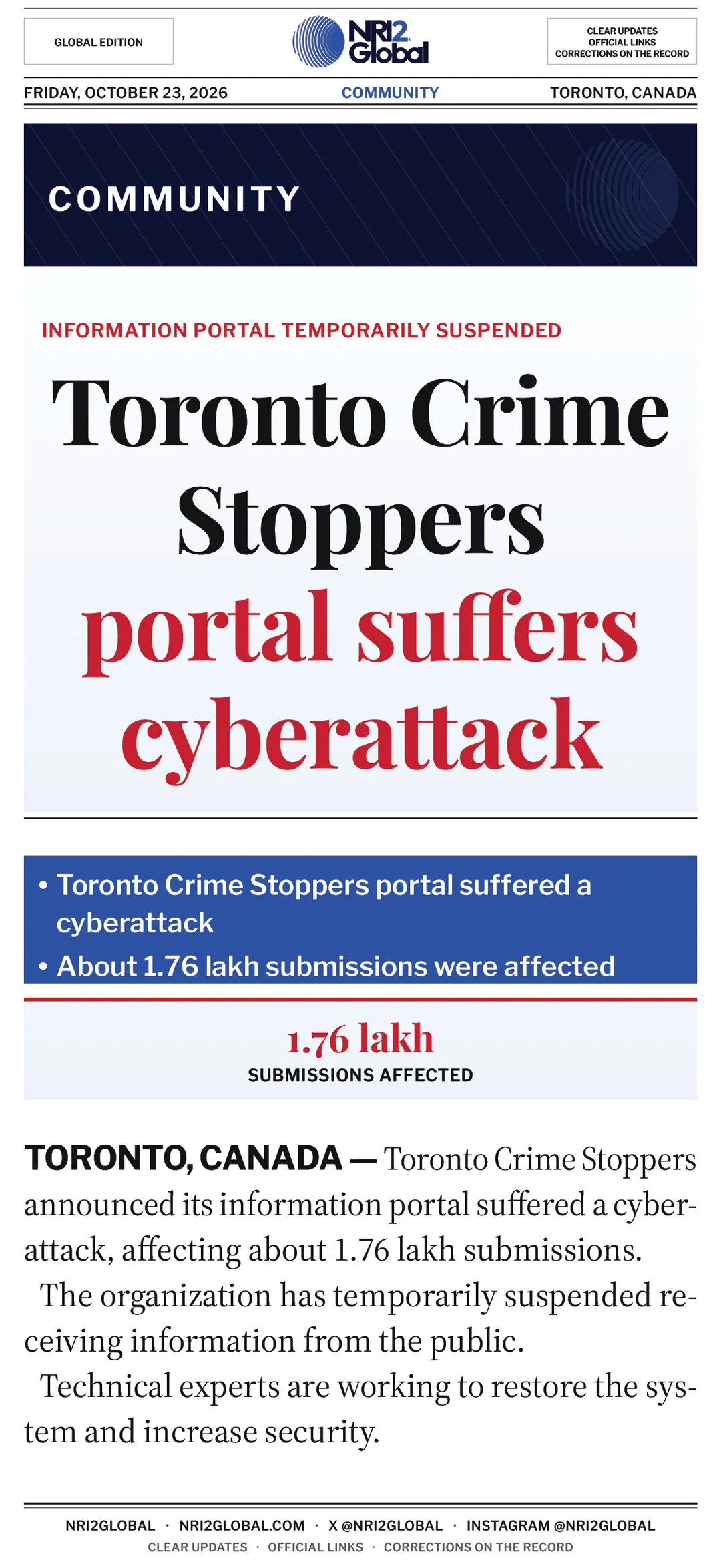 Toronto Crime Stoppers portal cyberattack
