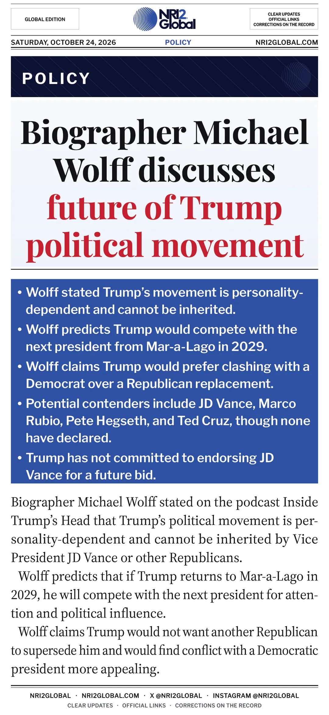 Biographer Michael Wolff discusses future of Trump political movement